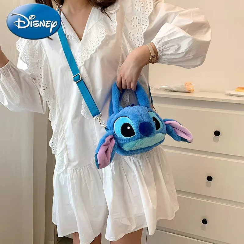 Disney New Lilo & Stitch Plush Toys Kawaii Plush Messenger Bag Girl Handbag Anime Stuffed Toys Children Cartoon Plushie Soft Bag