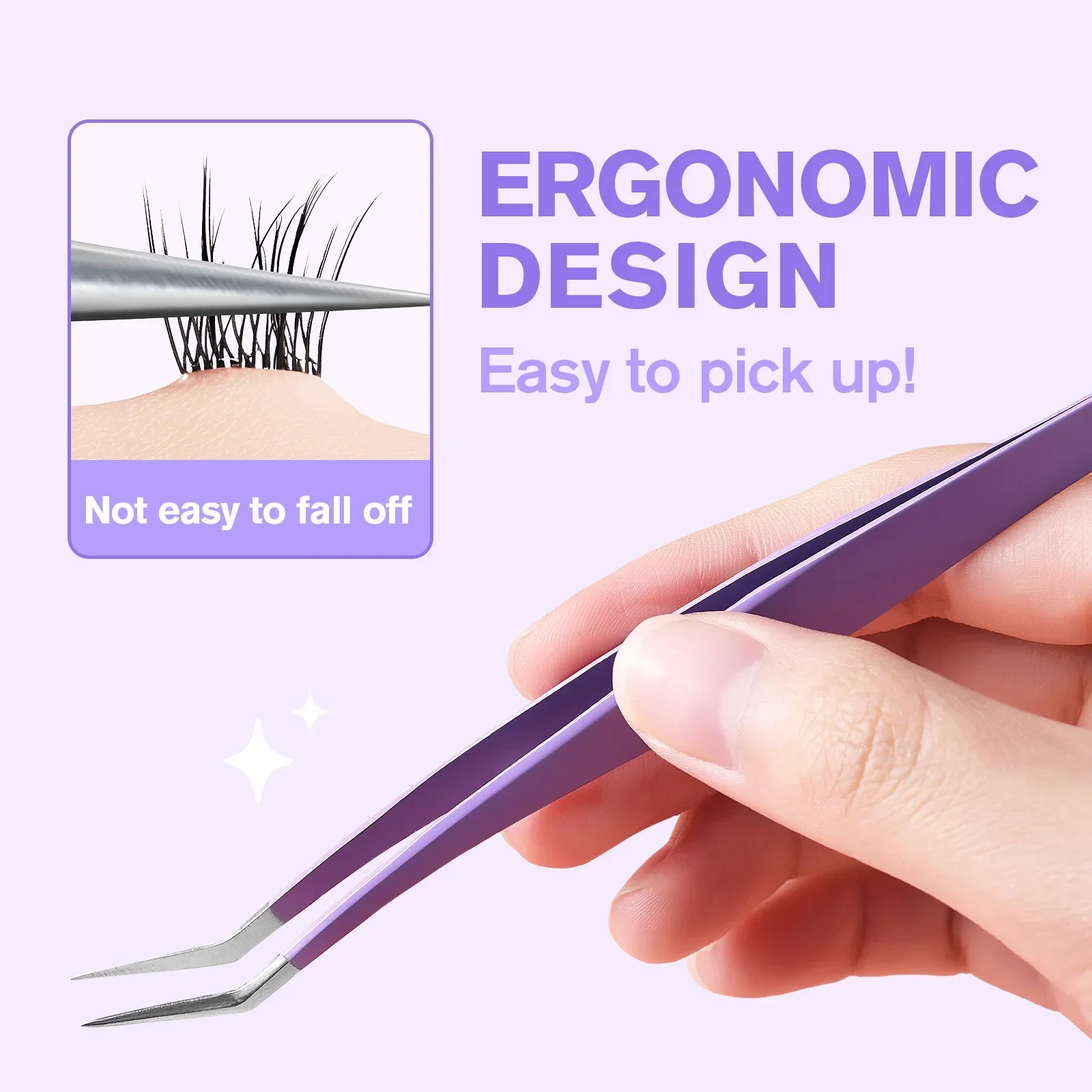 Pre-glued False Eyelashes Tweezers Set Self-Adhesive Lash Cluster Party Daily Voluminous Eyelashes Reusable for Doll Comic Style