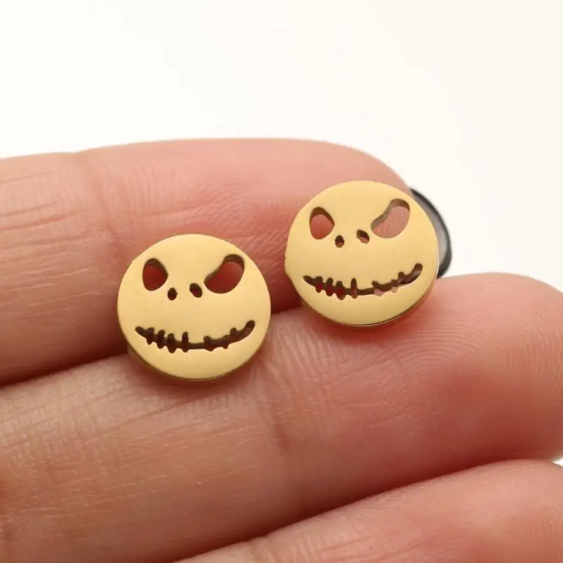 Minimalist Tragus Piercing Stainless Steel Gold Woman Earring Cartoon Pumpkin Skull Fancy Stud Earrings Trend 2023 Aretes