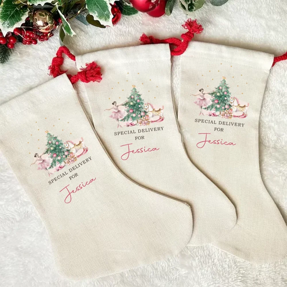 

Personalised Name Santa Sack Christmas Stocking Toy Sack Merry Xmas Eve Holiday Decoration Santa Claus Family Children Present