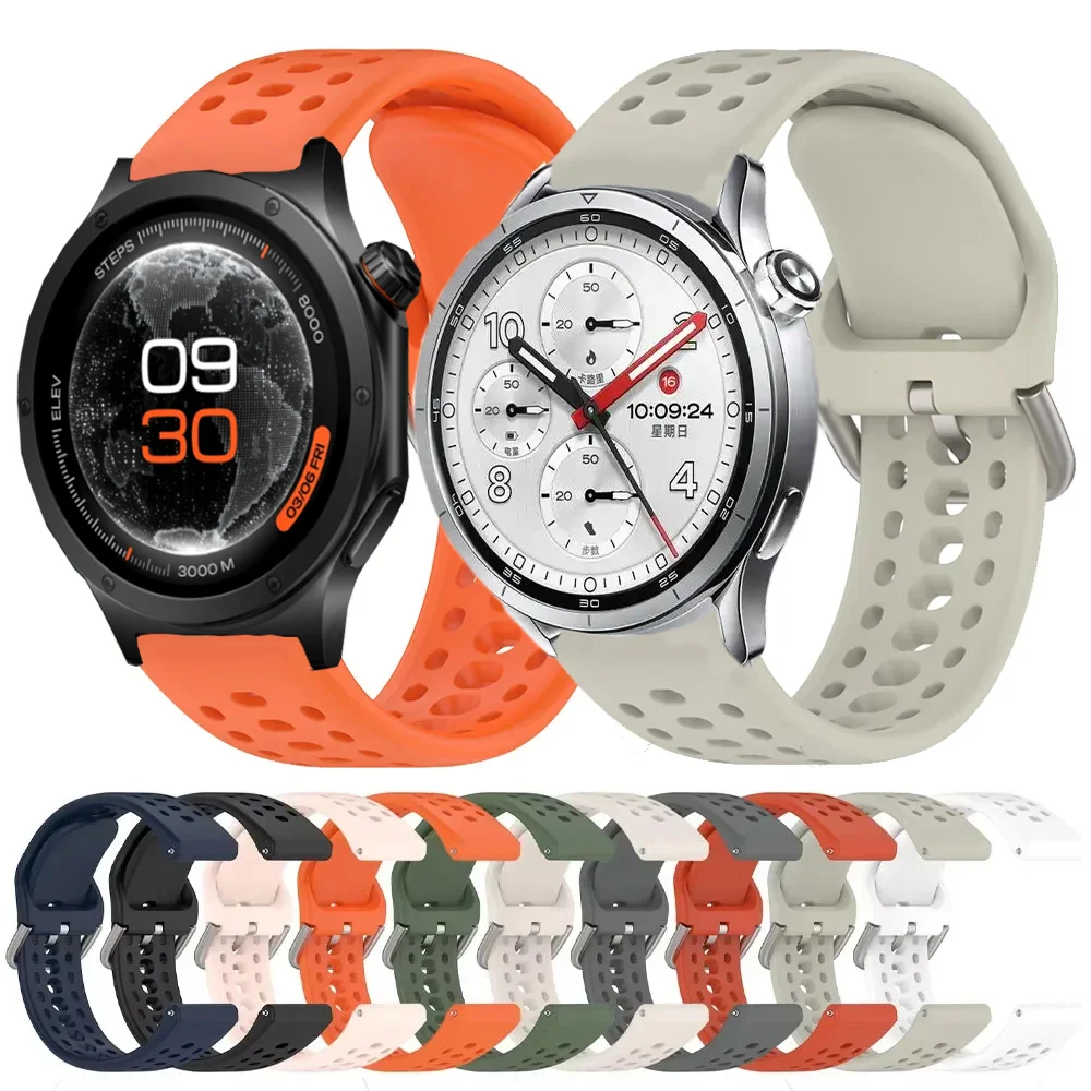 22mm Sports Silicone Strap for Xiaomi Watch 5 S5 S4 S3 S2 Breathable Wristband OPPO Watch S X3 X2 Oneplus Watch 4 3 2R Lite Band