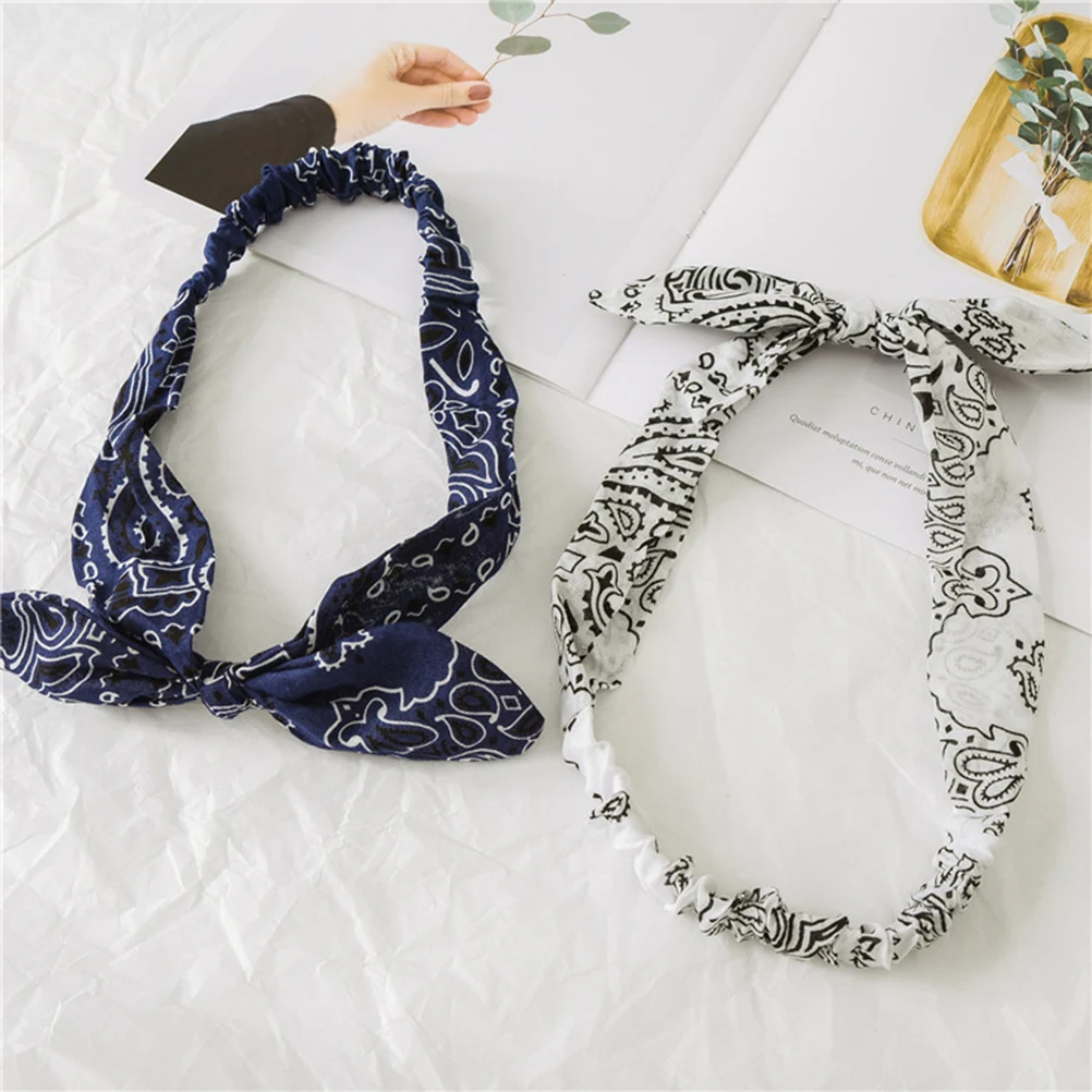 

2 шт., резинки для волос с кроличьими ушками в стиле ретро, эластичные повязки на голову для женщин и девочек, тканевая повязка на голову, вечерние, танцевальные, спортивные, красные, белые