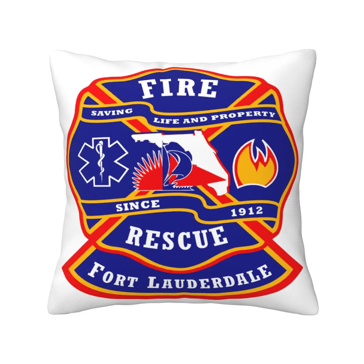 Fort Lauder FL North Miami Fire Cushion Pillow Cover Summer Living Room Throw Pillow Home Decoration Accessories Customizable