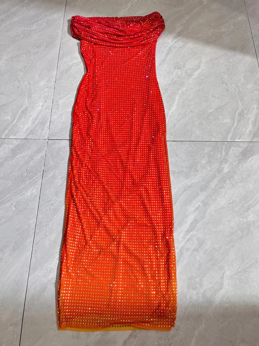 Imagem -05 - Vestido Midi de Perfuração Pesada a Quente Feminino Vestido Longo Fino Gola Redonda Sexy Novo 2023