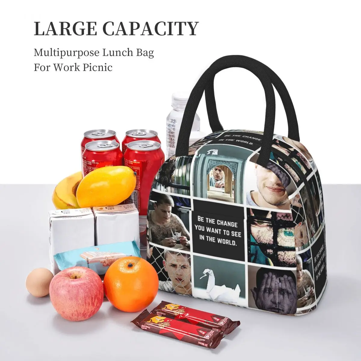 الجمالية مايكل سكوفيلد أكياس الغداء معزول بينتو صندوق المحمولة حقيبة الغداء نزهة أكياس حقيبة حرارية للمرأة فتاة السفر #5