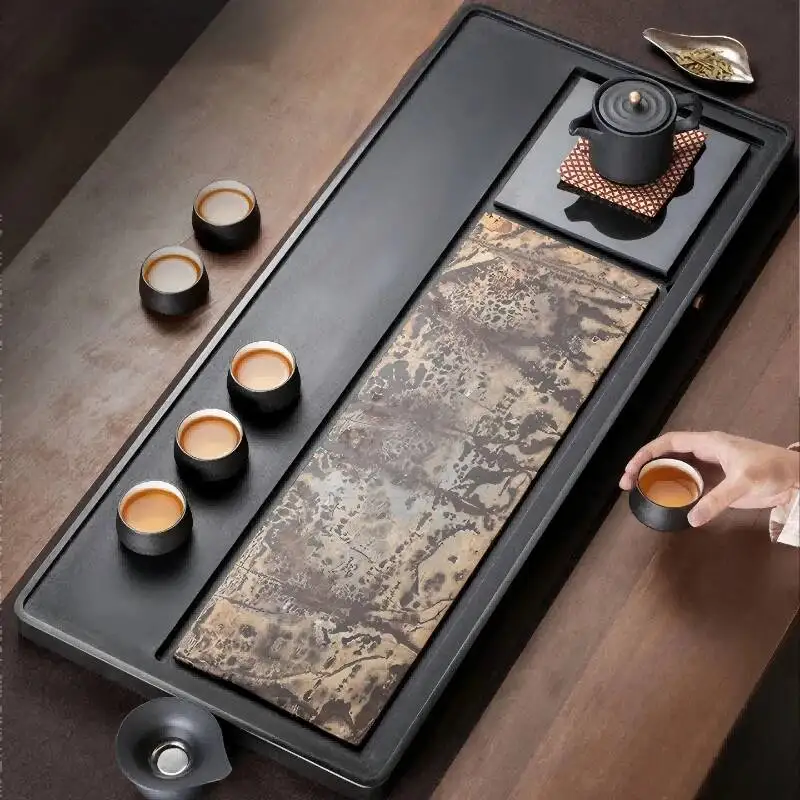 Decorative Marble Tea Tray Vintage Chinese Long Rectangle Big Valet Tea Tray Hospitality Magnetic Bandejas Home Decorationgs