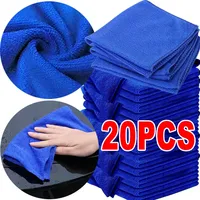 20PCS Microfiber Towels Car Wash Drying Cloth Blue Car Care Detailing Cleaning Polishing Duster Home Kitchen Washing Rags