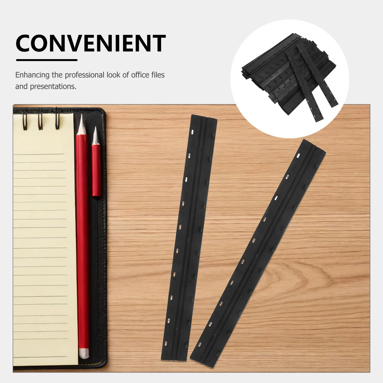 100pcs Plastic Bars 11.8X1.4X0.4 Inch For Paper Files Organizer File Grip Office Paper Clamp Document Strips Report Cover