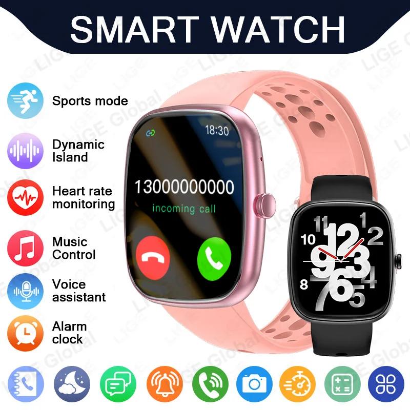 

LIGE Smartwatch For Women Men Dynamic Island Bluetooth Talking Heart Rate Sleep Monitor Sports Smart Watch 2025 New Holiday Gift