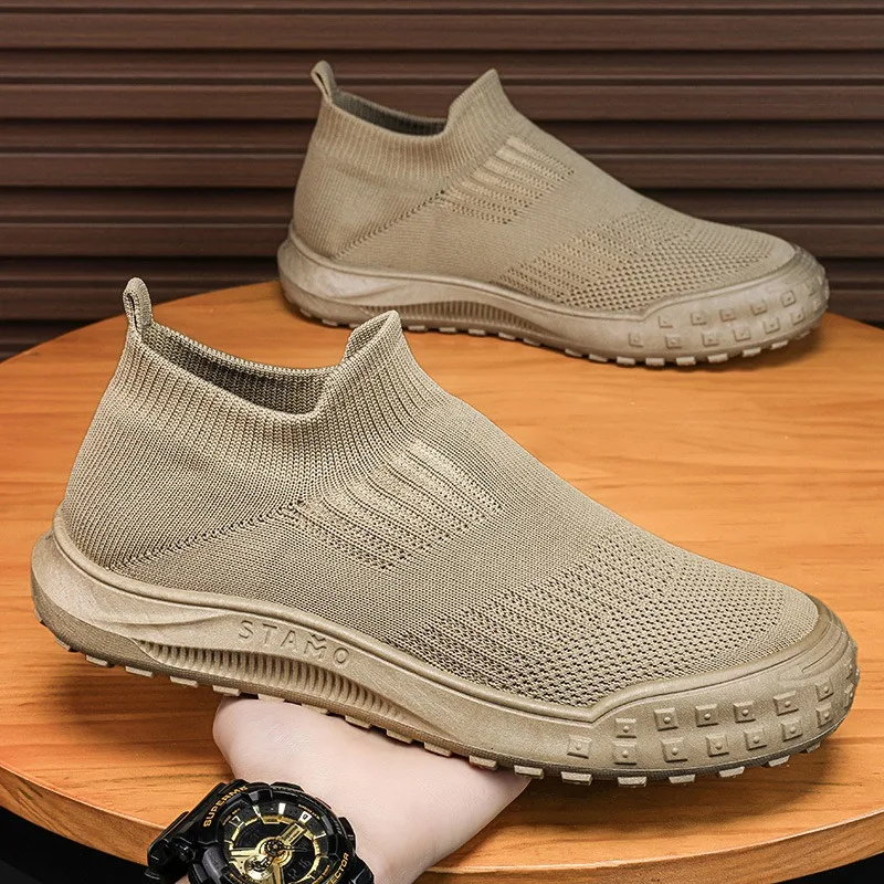 knit sock shoes for man casual sneaker slip on designer shoes mens loafers breathable non-leather casual shoes