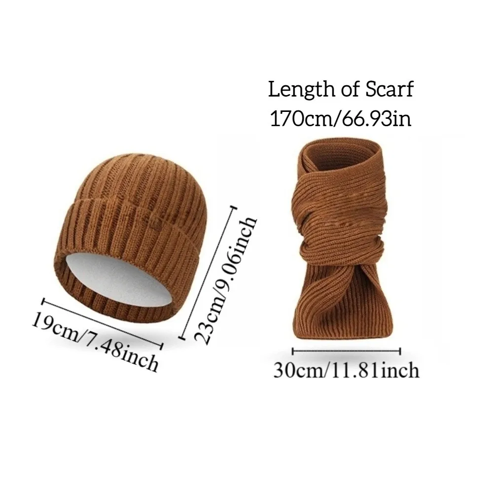 Conjunto de 2 uds. De gorro tejido a prueba de viento, bufanda de felpa suave para hombre, bufanda gruesa Simple y cálida para invierno y otoño