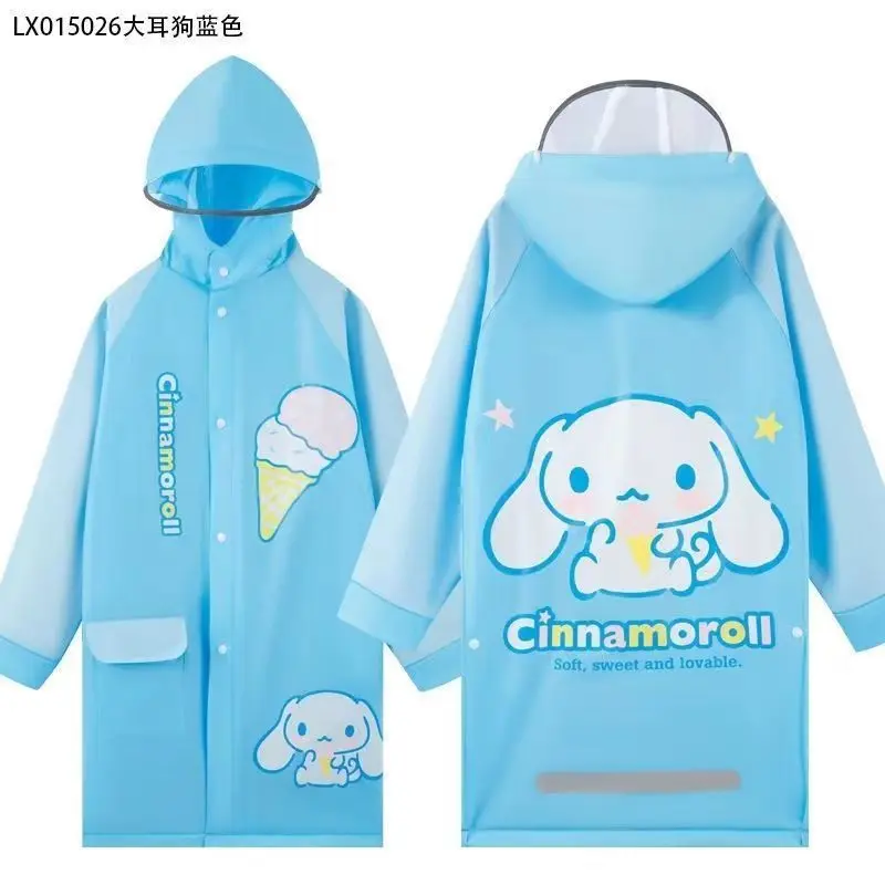 

Eva Cinnamoroll Girl Raincoat Anime Sanrios Student Waterproof Clothing Lightweight Big Brim Medium Length Kawaii Cartoon