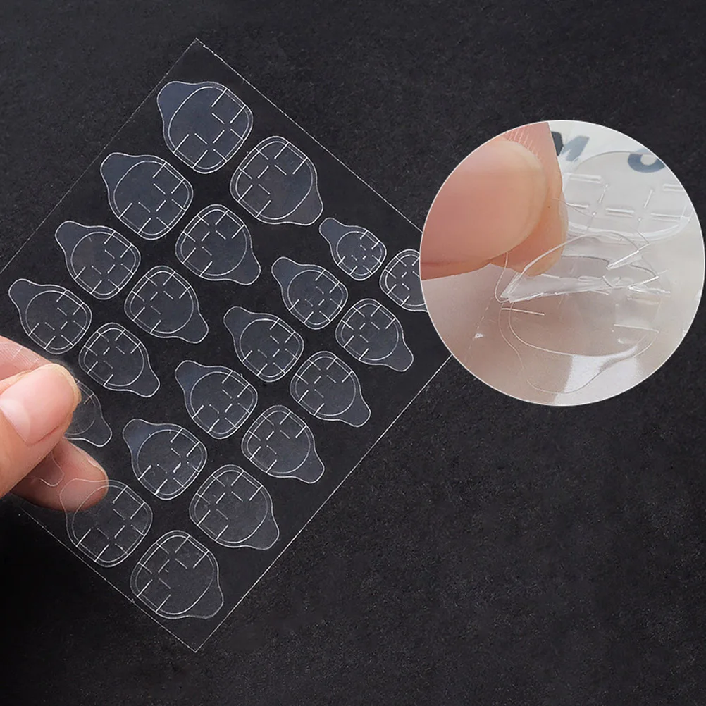 

24pcs 16 Sheets Sheet Art Stickers Double Sided False Tips Eco Friendly Transparent Glue Sticker For Fashionable Unique Designs