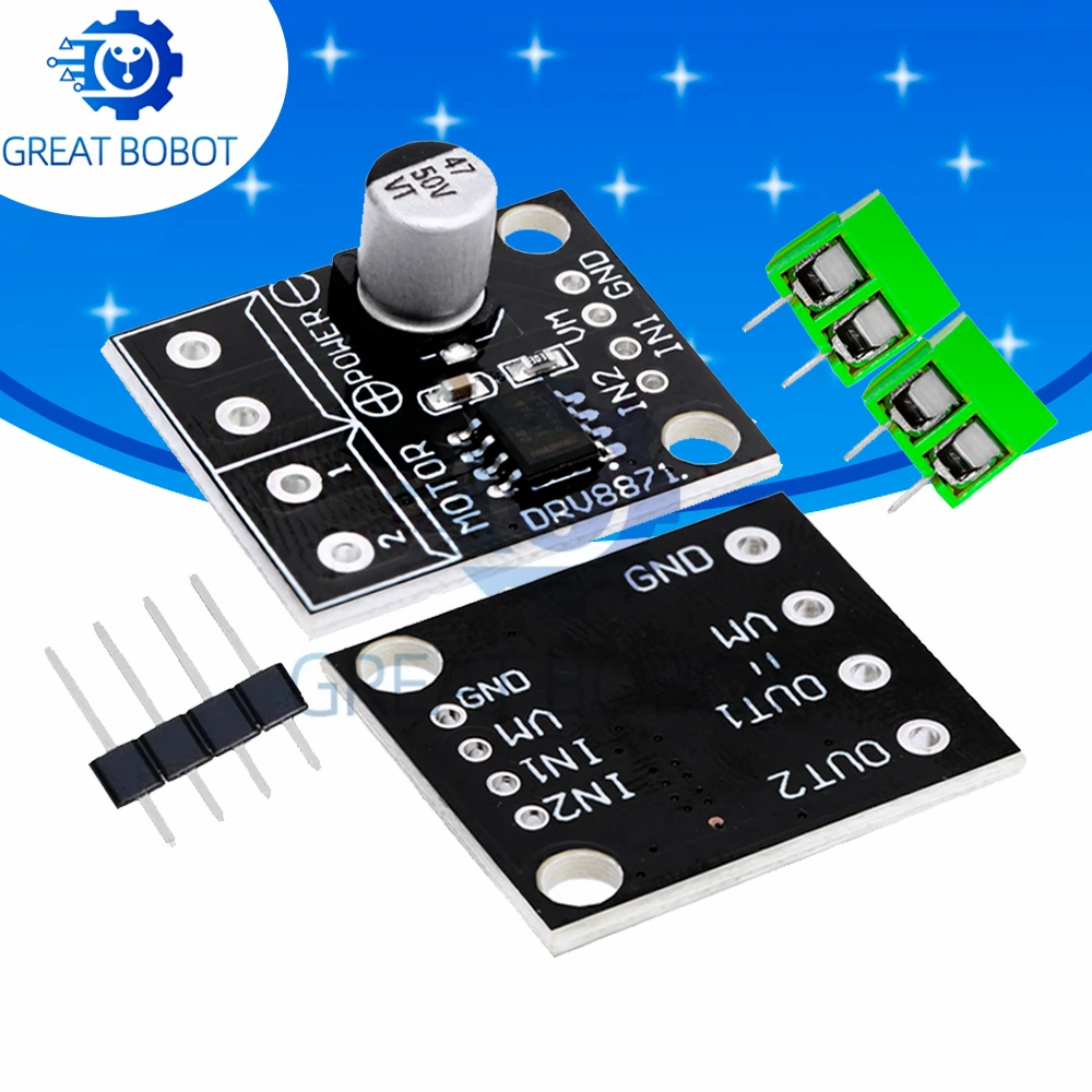 DRV8871 3.6A H‑Bridge Motor Driver Board High Voltage PWM Control Module with Current Feedback 1‑Pack