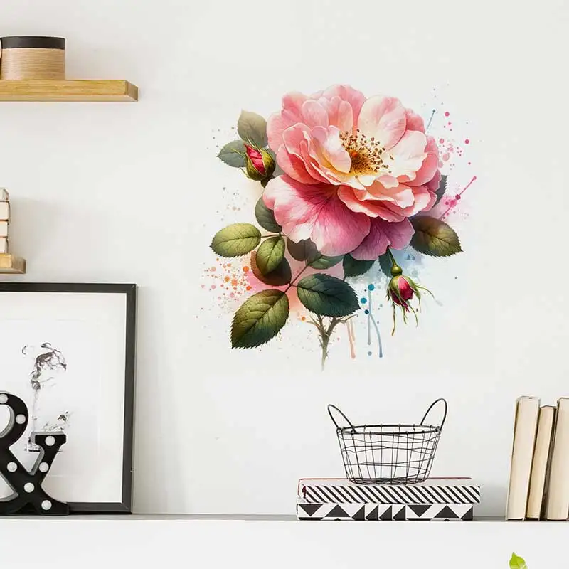 

Rosa Moyesii Flower Wall Sticker Bathroom Toilet Decor Living Room Cabinet Refrigerator Home Decoration Decals Stickers S701