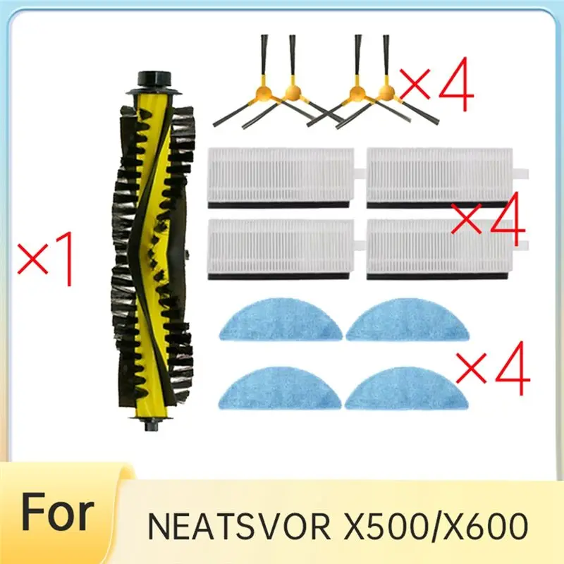 B30B 13 Pcs Vacuum Accessories for NEATSVOR X500/X600, Main Brush Side Brush Filter Rag Kit, Ultra Durable Robot Vacuum Cleaner