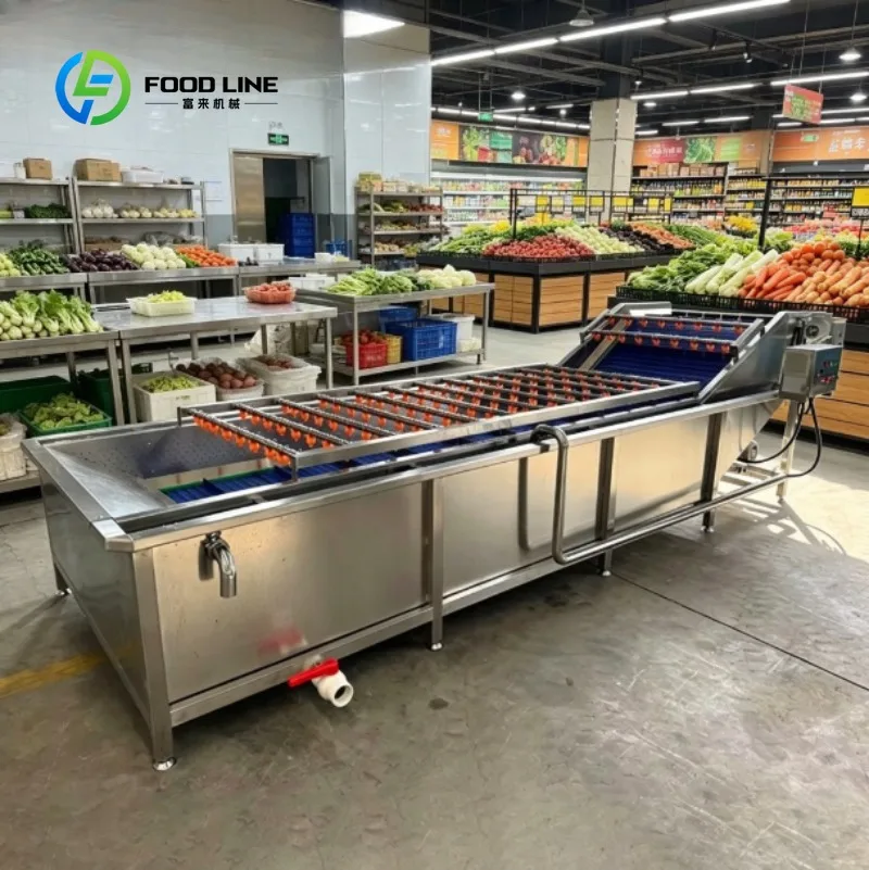 Bubble Cleaning Machine Automatic Fruit Vegetable Washer for Food Processing Factory and Central Kitchen