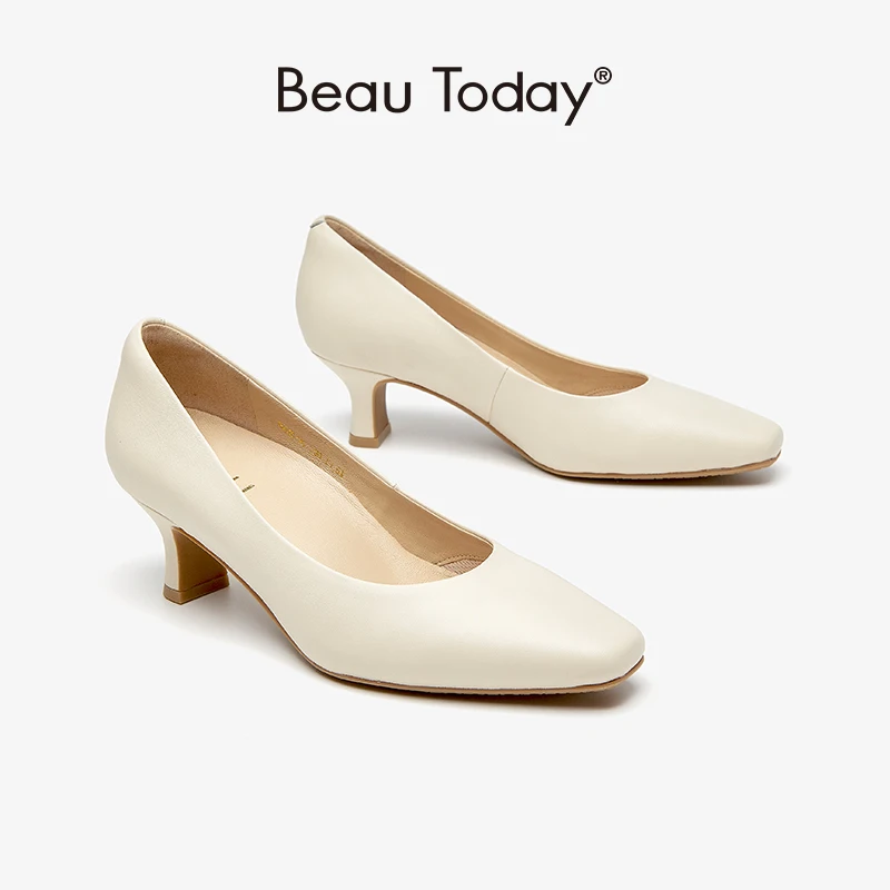 

Beautoday Women Pumps Genuine Sheepskin Shallow Slip-on Pointed Toe Elegant Official Ladies Shoes Handmade 15645