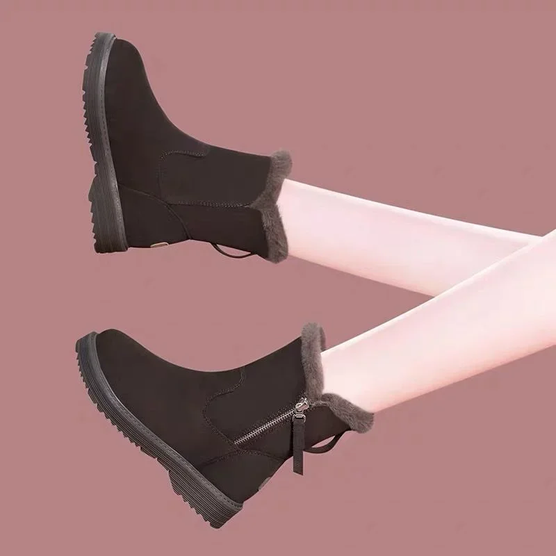 Tabi-Botas de nieve planas acolchadas para mujer, zapatos cálidos de gran tamaño, cómodos y elegantes, Y2k, diseñador de lujo, novedad en 39