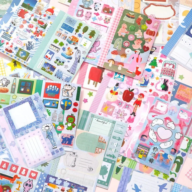 Kawaii المزدوج M5 ملصق كتاب Ins الكورية نمط لطيف الكرتون ملصقات الزخرفية رومانسية DIY كتيب سجل القصاصات اللوازم المدرسية