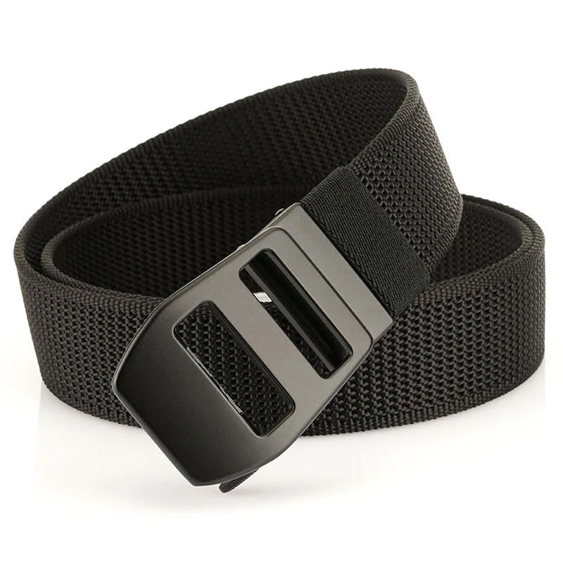 Cross border popular 3.8 day automatic buckle real nylon belt for men, simple and casual versatile woven thick waistband