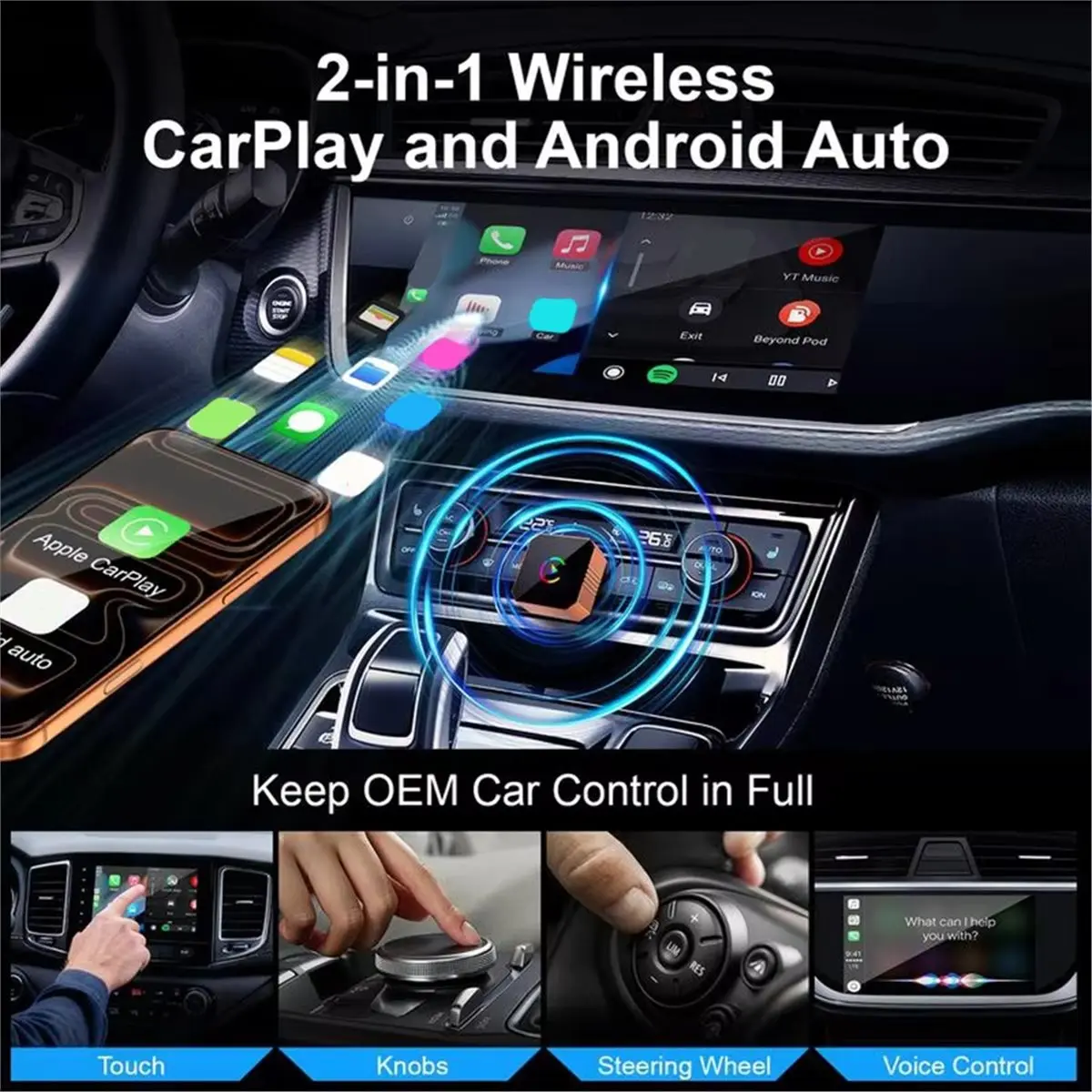 Promotion Orange Wireless Carplay Adapter for IOS/Android Fast Connection Zerolatency High-Quality Hands-Free Calling Charger B