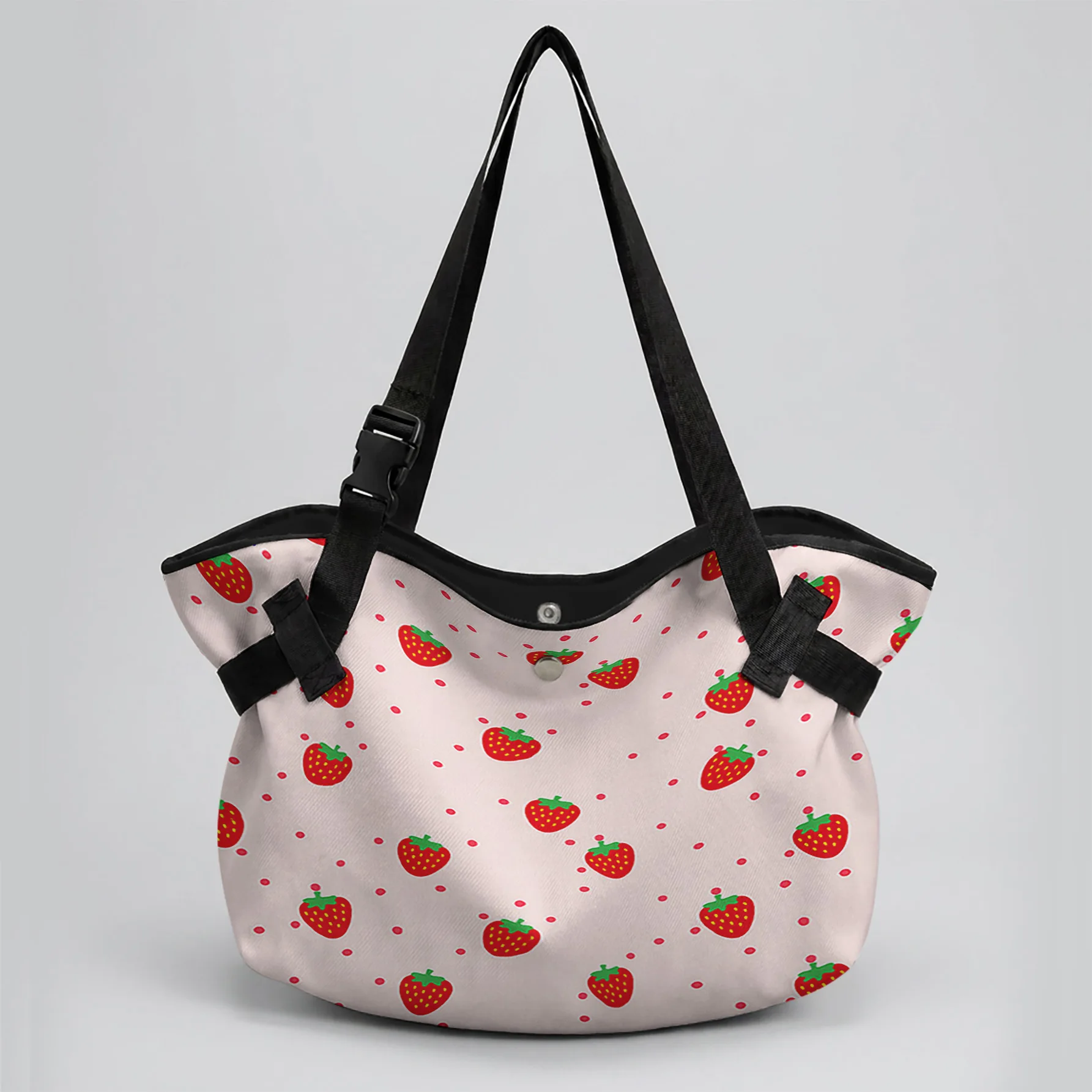 Strawberry Print 2 In 1 Tote Bag & Round Picnic Mat, Waterproof Foldable Mat For Camping Beach Picnic Travel