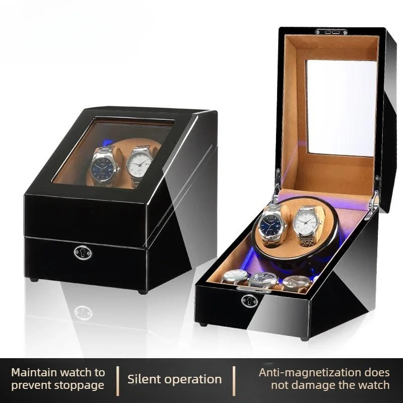 Leather Automatic Watch Winder with Lid Wear Resistant Fade Resistant Quiet Dustproof Display Case for Men Home Gift 시계 와인더