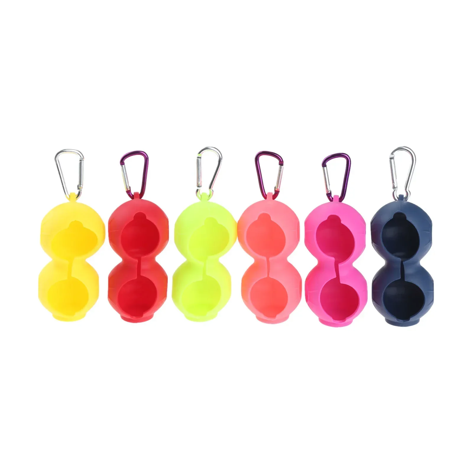 1 Pc Durable Golf Ball Protective Holder Cover Bag Can 46mm 2 Golf Balls Holder Case Silicone Sleeve Bag With Keychain 6 Colours