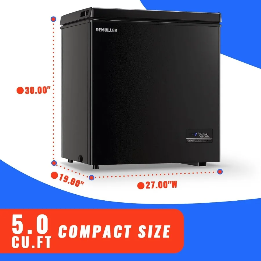 5.0 CU.FT Deep Freezer Top Open Door Mini Chest Freezer with Removable Storage Basket for Home Kitchen Garage Storage Solution