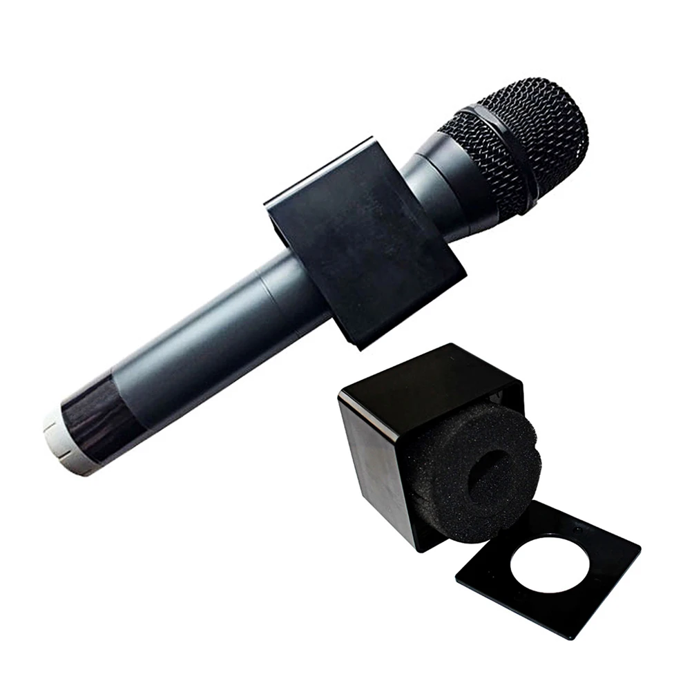 

Black Microphone Station Cube Shaped Handheld Interview Professional Lightweight Commercial Handheld Microphone Station Shooting