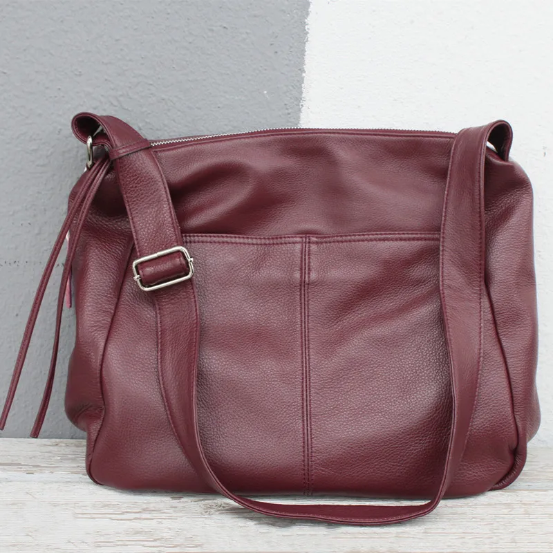 

Trendy 2025 Women's Spacious Tote Bag Casual Crossbody Shoulder Bag Genuine Leather Practical Handbag for Work Travel Shopping
