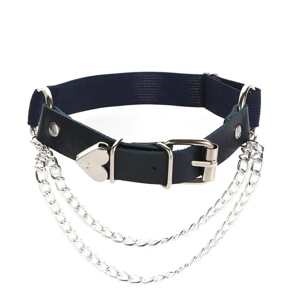 Arnés de pierna ajustable elástico para mujer, cadena Punk, liguero de pierna, accesorios de moda, tirantes de corazón, liguero de cuero PU