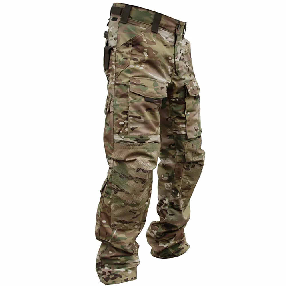 Pantaloni tattici da combattimento sul campo da uomo Multi-tasca Multicam Camo Training Caccia Pantaloni da trekking Pantaloni cargo tattici da lavoro per esterni