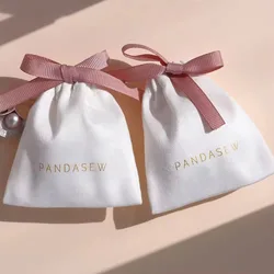 Custom Logo Suede Jewelry Pouch Drawstring Bag Necklace Bracelet Gift Drawstring Jewelry Suede Pouch