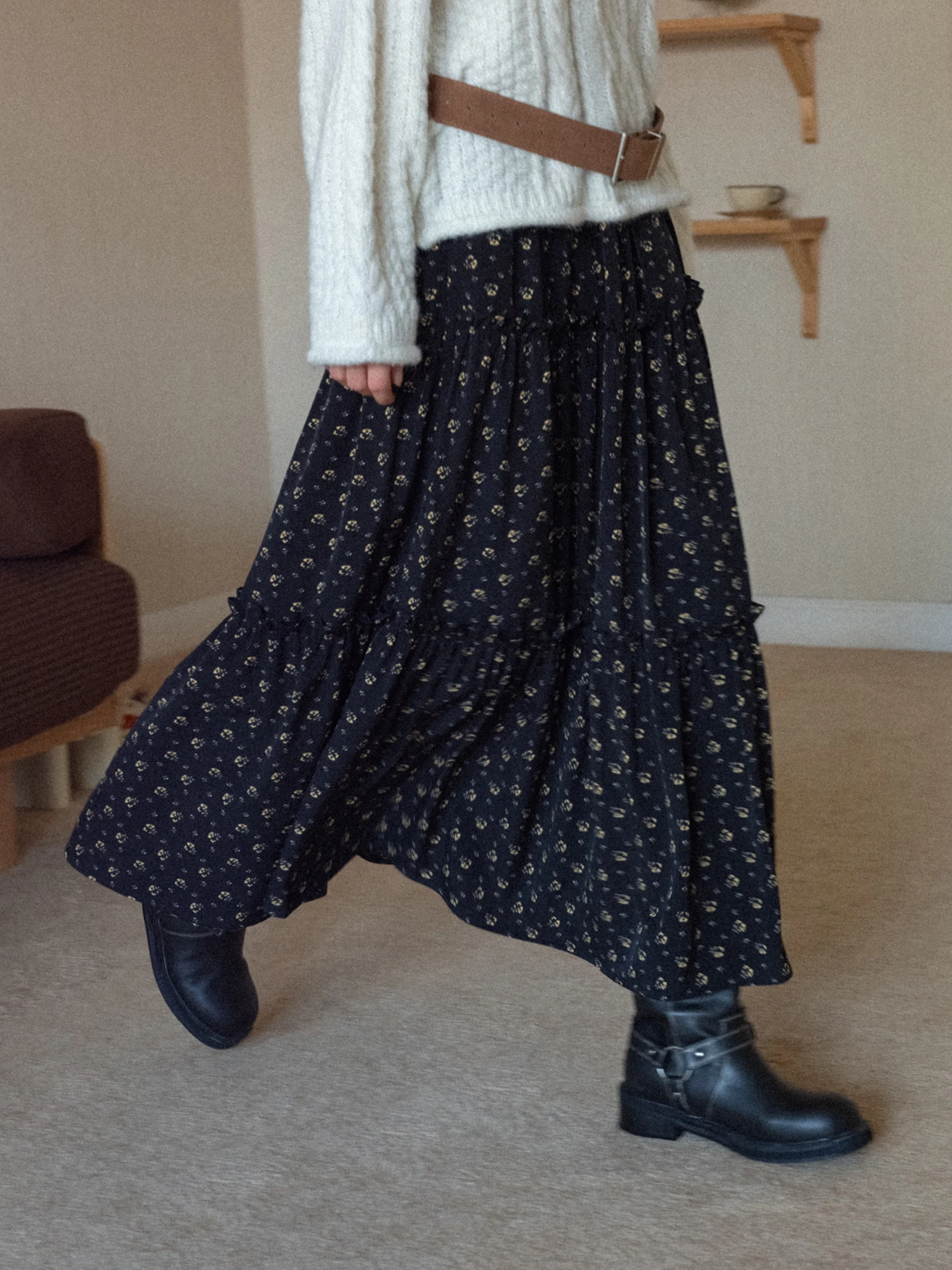 

Женская модная юбка Eggka с цветочным принтом, на резинке, с высокой талией, повседневная, винтажная, А-силуэт, длинная, расклешенная, весна-лето