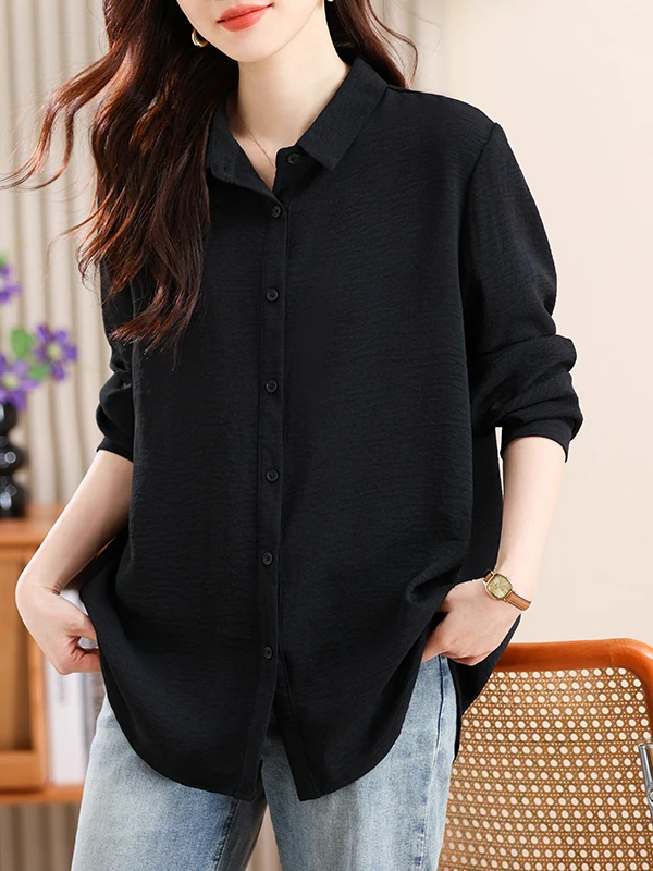 Plus size feminino irt coreano sle solto longo sve bla chiffon topo emagrecimento versátil outono faion casual wear