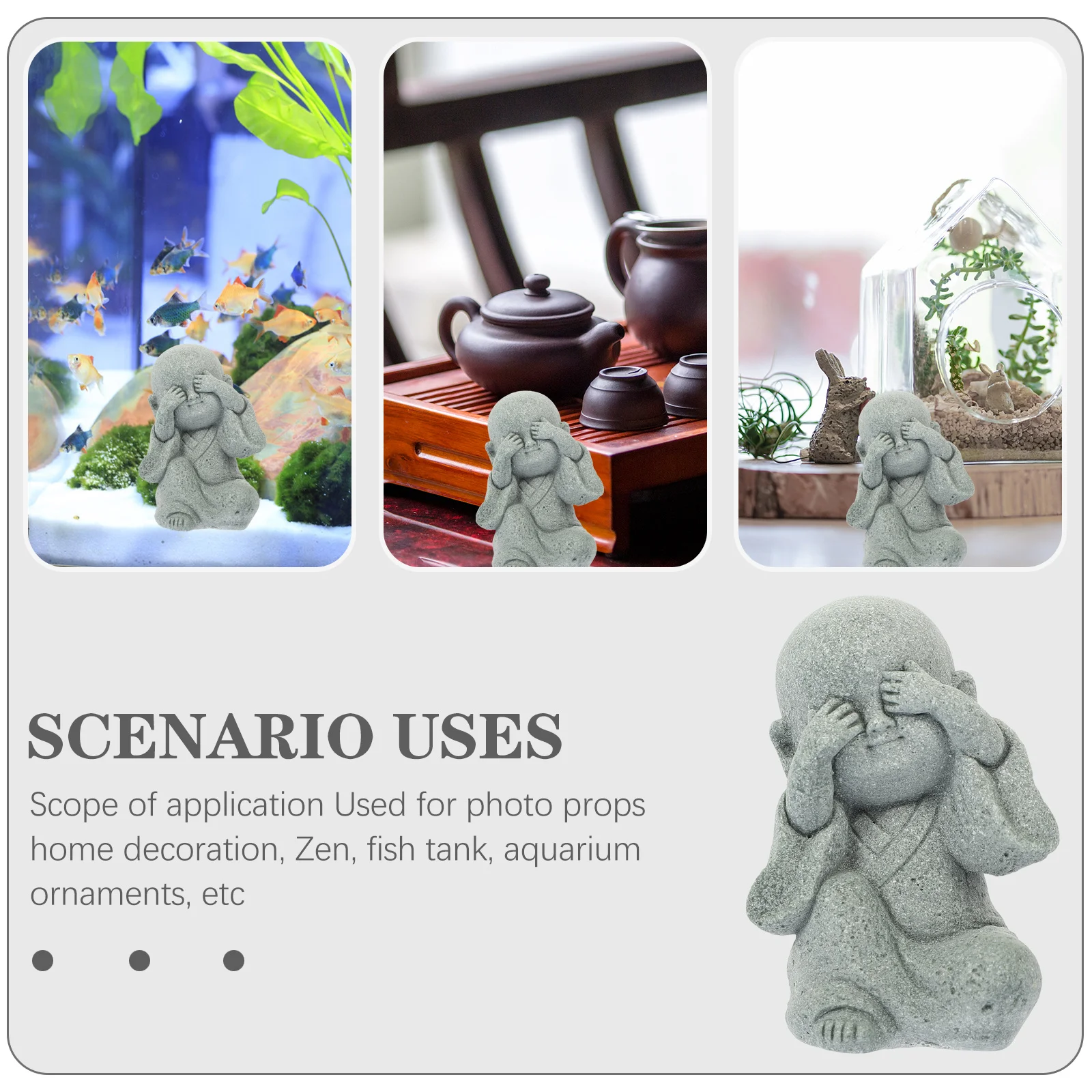 

Monk Statue Exquisite Decorative Aquarium Accessory Desktop Monk Decor Home Office Decoration Aquarium Accessory