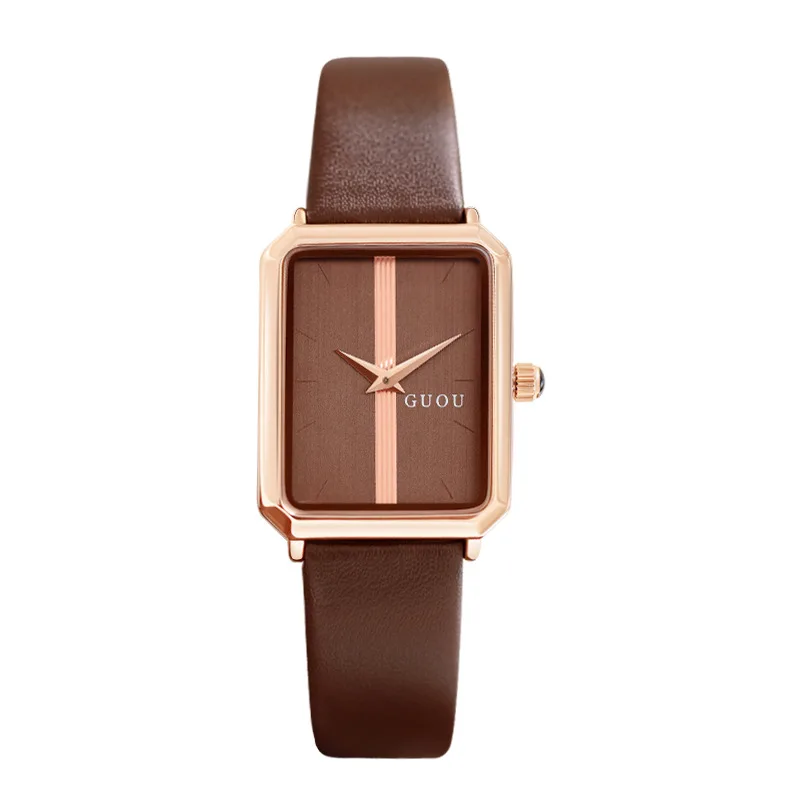

Fashion Top Brand Guou Rectangular Watches for Lady Genuine Leather Quartz Wrist Watch Reloj Mujer Elegante Ladies Clock