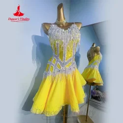 Latin Dance Performance Dresses Customized High-end Diamond Tassel Dress for Adults and Children Rumba Samba Competition Outfit