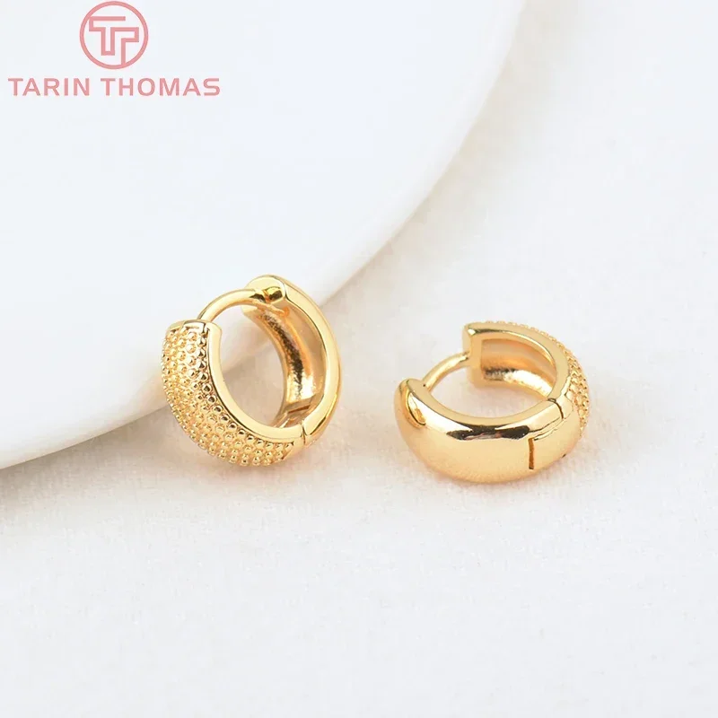 (1942)6PCS 10MM 13MM 14MM 24K Gold Color Brass Round Earrings Hoop Earring Clip High Quality DIY Jewelry Making Findings