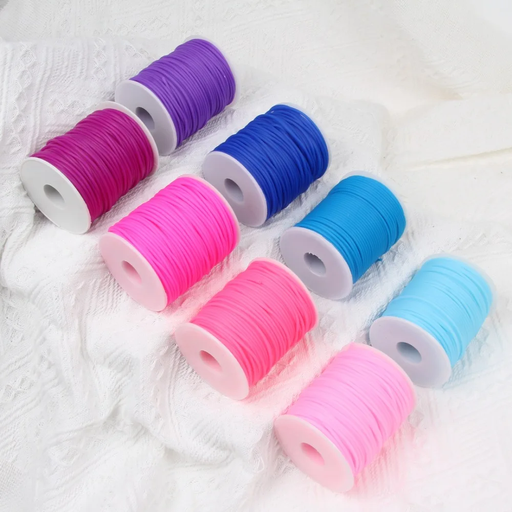 5 Meter/lot 2 3 mm Candy Color Hollow Rubber Rope Resistance Transparent Hose Pipe DIY Jewelry Making Bracelet Supplies