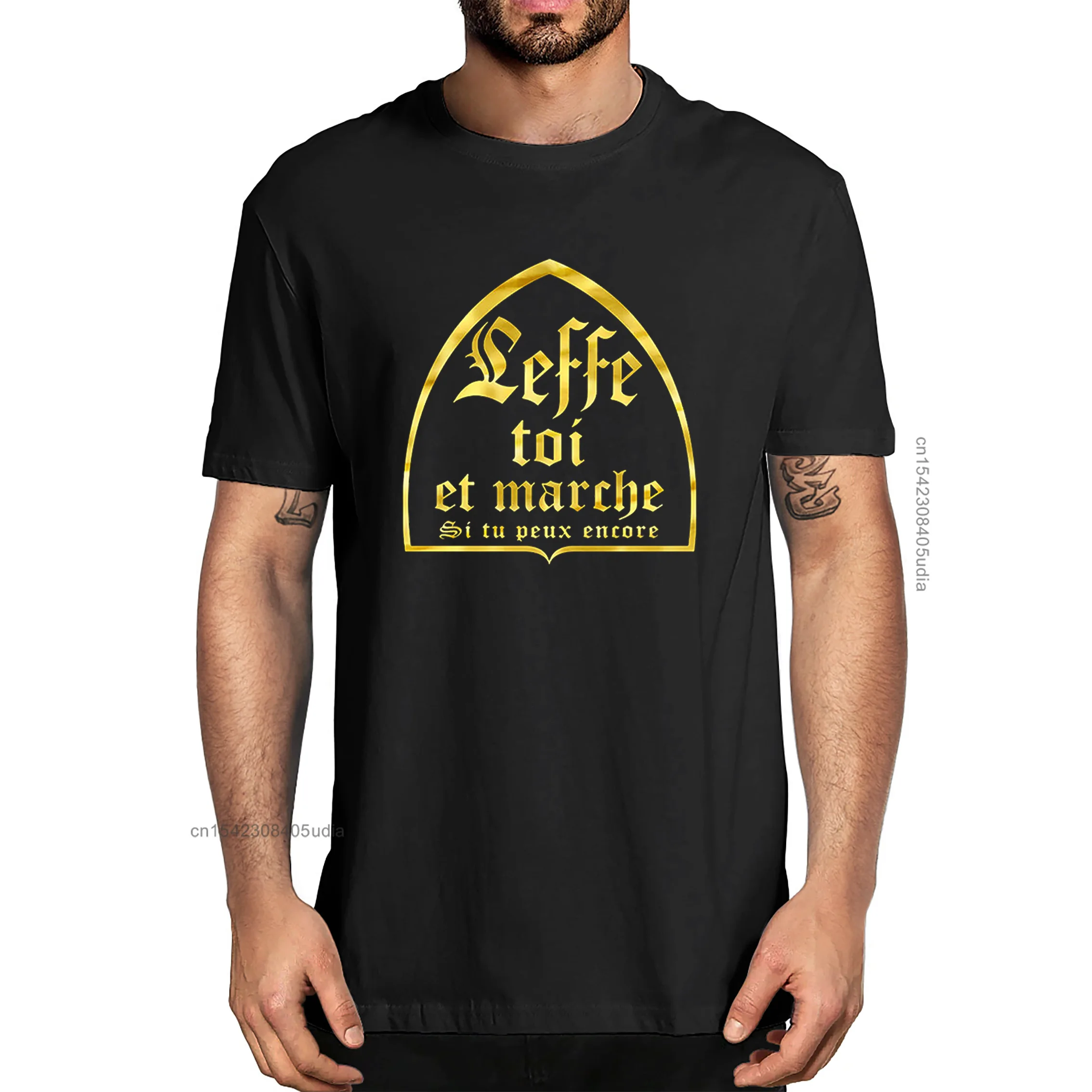 Unisex Leffe-Yourself And Walk If You Still Can T-Shirts French Text Humor Beer Alcohol Drinking Lovers Men's Cotton T-Shirt