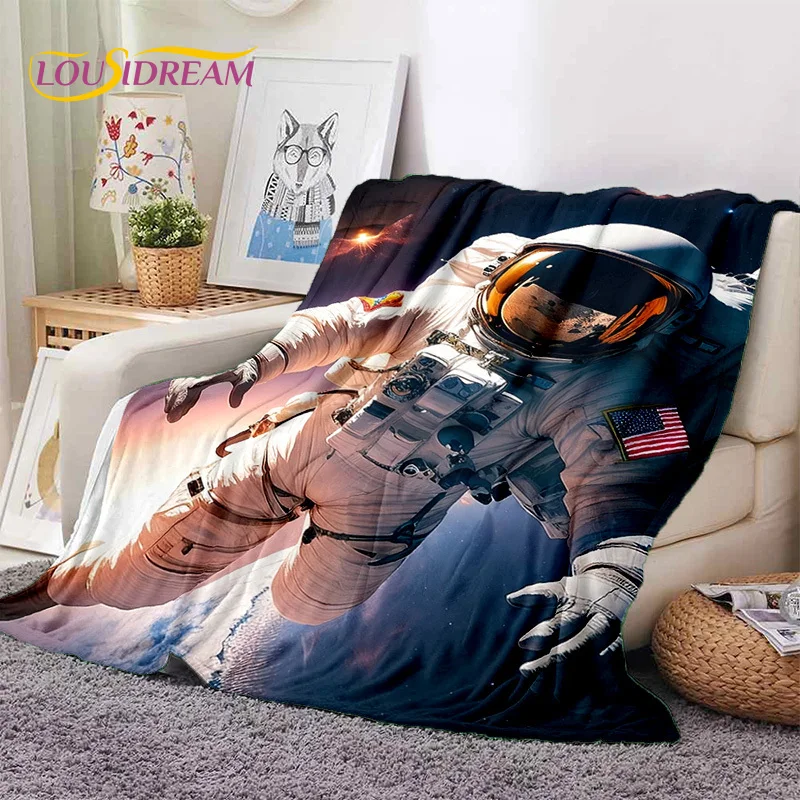 Astronaut Dream Universe Spaceman 3D Outer Space Cartoon Soft Blankets,Throw Blanket for Picnic Beds Home Bedroom Cover Kid Gift - Image 4