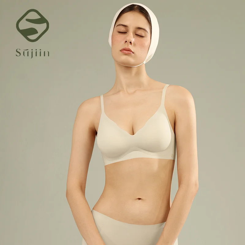 SUJIIN Women's Push Up Seamless Bra Wirefree Comfortable Thin Summer Bras for Women Fixed Cup Smooth Soft Support Bralette MX227