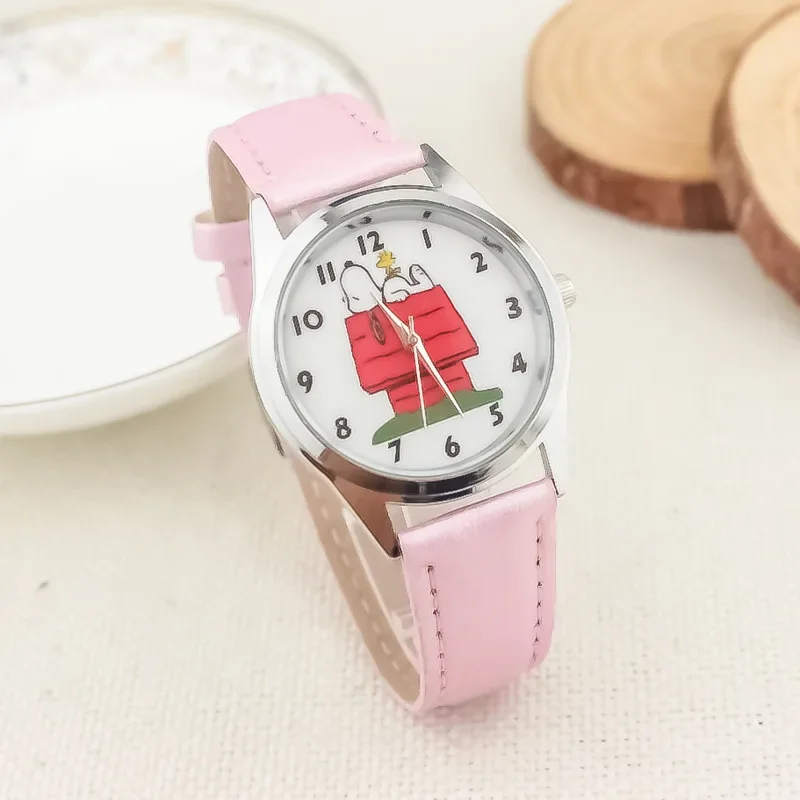 Snoopy Kids orologi Cartoon Cute orologio da polso per bambini orologio al quarzo ragazze Fashion student Clock orologio elettronico in pelle regalo