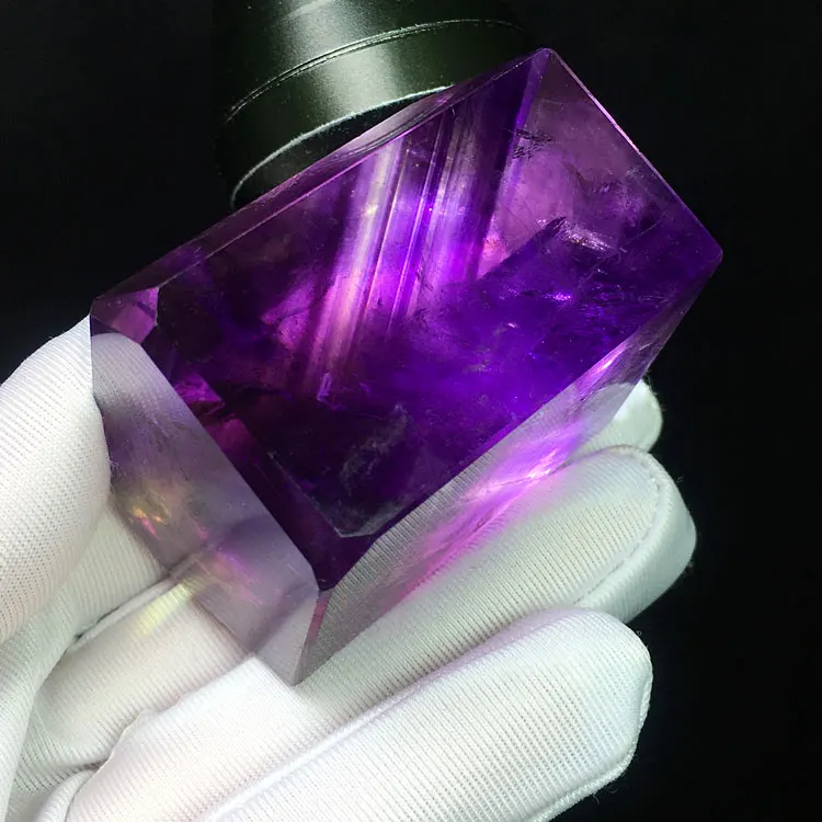 Natural Uruguay Purple Quartz Single Point Column Deep Purple Yellow Crystal Hexagonal Rainbow Layered Sea Urchin Ornament