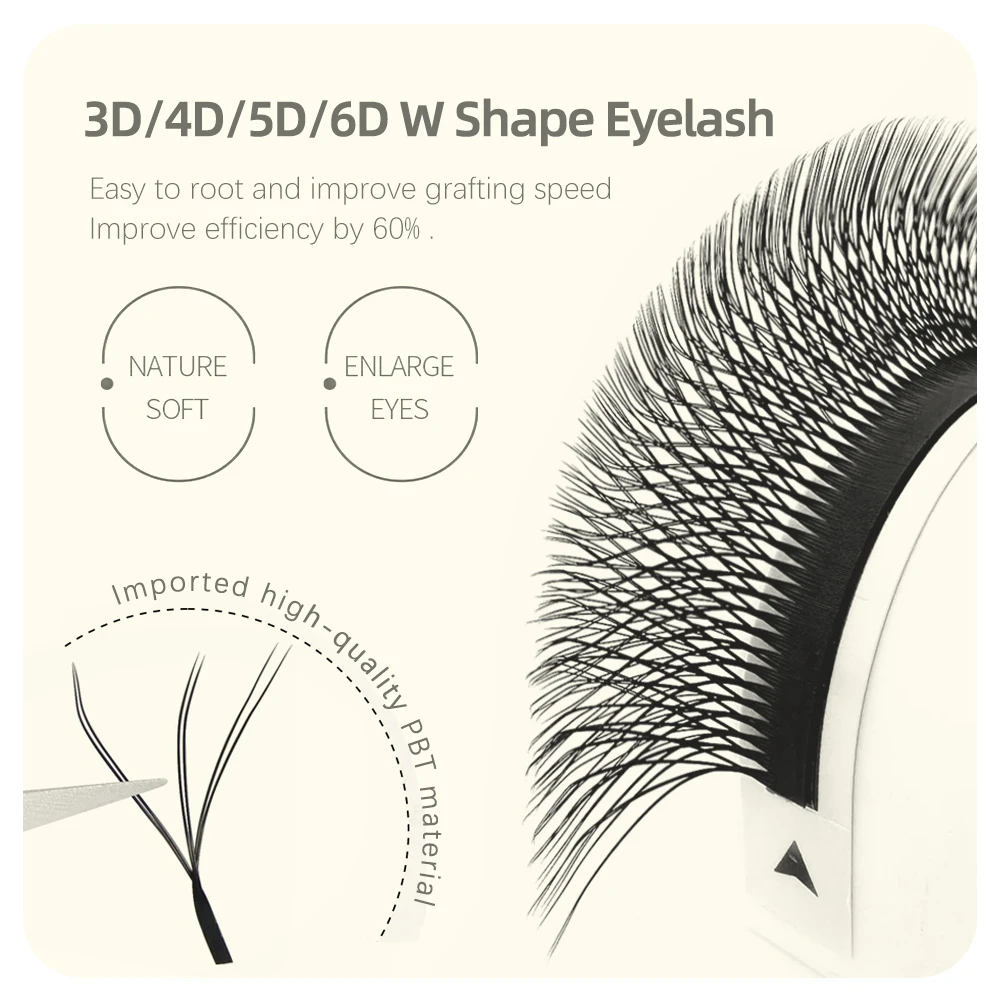 MASSCAKU W Style Lashes Cluster Soft Light Individual Lash Makeup for Women Hot-selling Dark Black Volume Fluffy Lash Ribbon