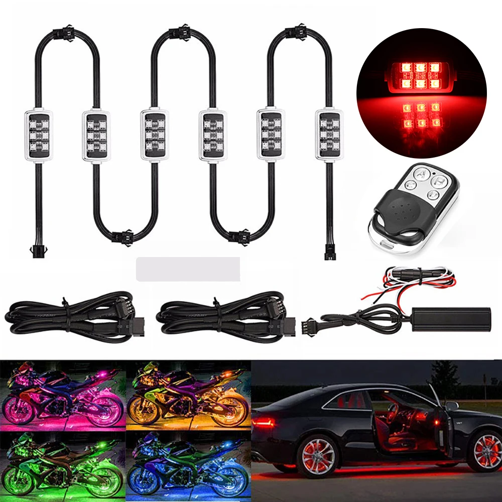 Rear Tail Light Motorcycle 6 RGB 36 LED LED Motorcycle Light Moto Smart Brake Lights image 3