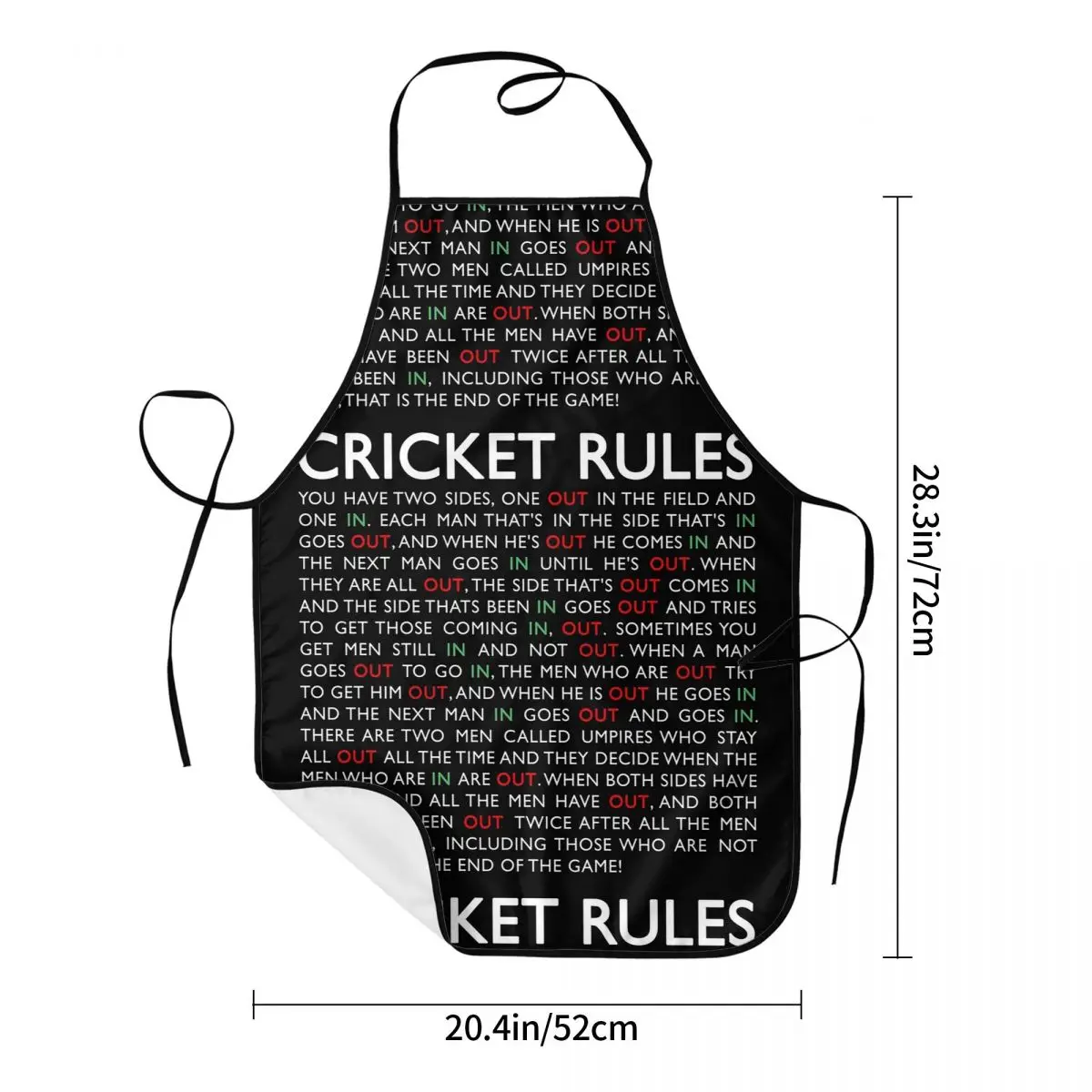 Cricket Rules Apron Chef Cooking Cuisine Tablier Sleeveless Bib Kitchen Cleaning Pinafore for Women Men Gardening